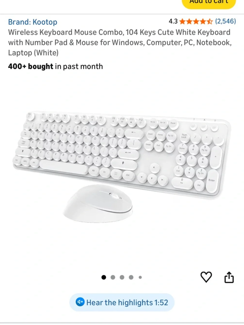 White Wireless Keyboard and Mouse Set